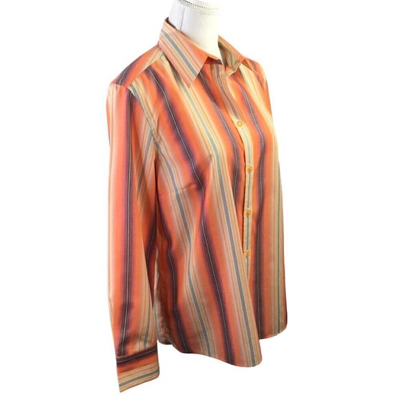 Eterna Excellent Cotton Striped Women's Top Blouse Button Front EUR Size 42 US L - Picture 3 of 10